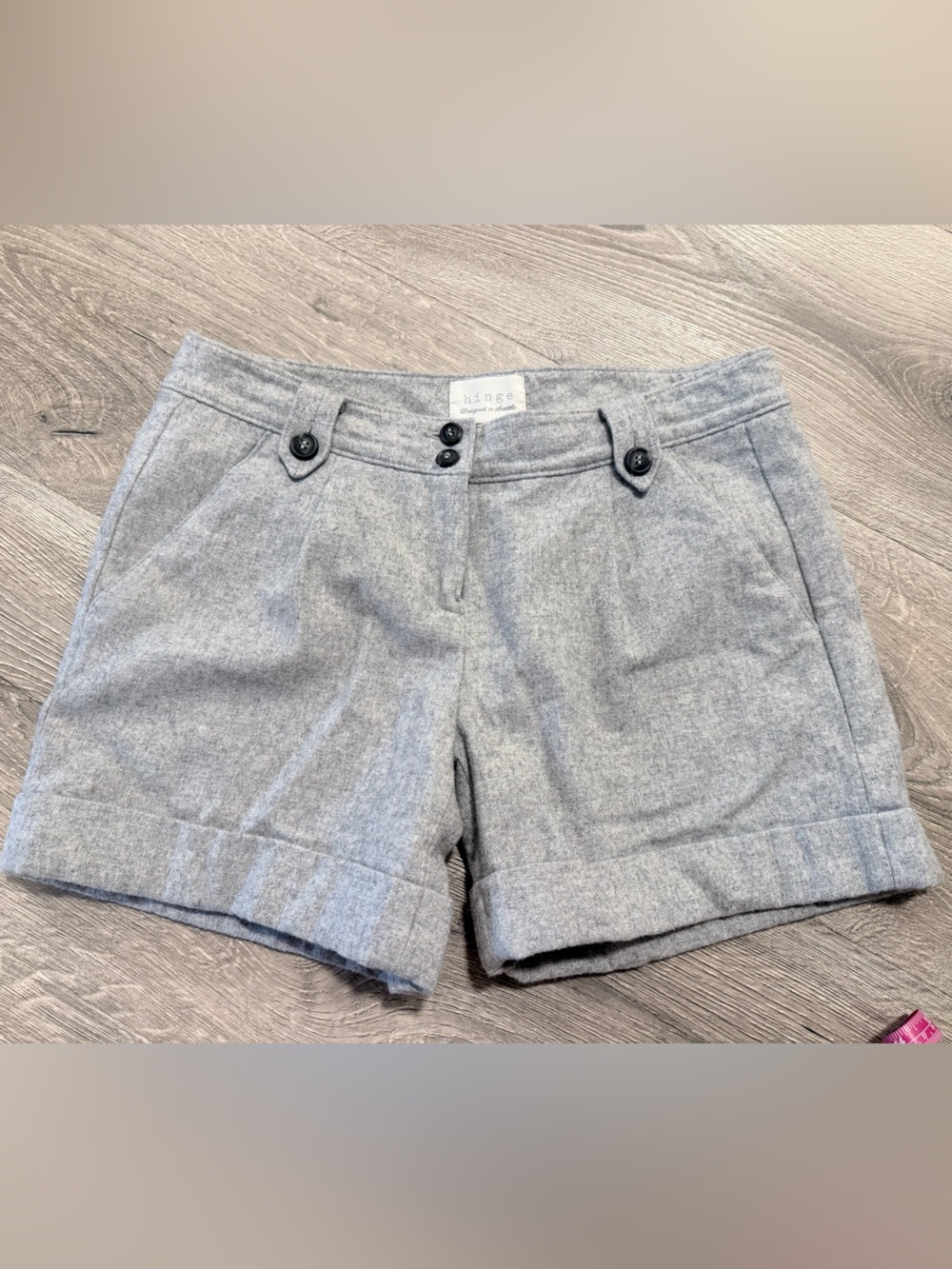 hinge Light Gray Cuffed Wool-Blend Shorts